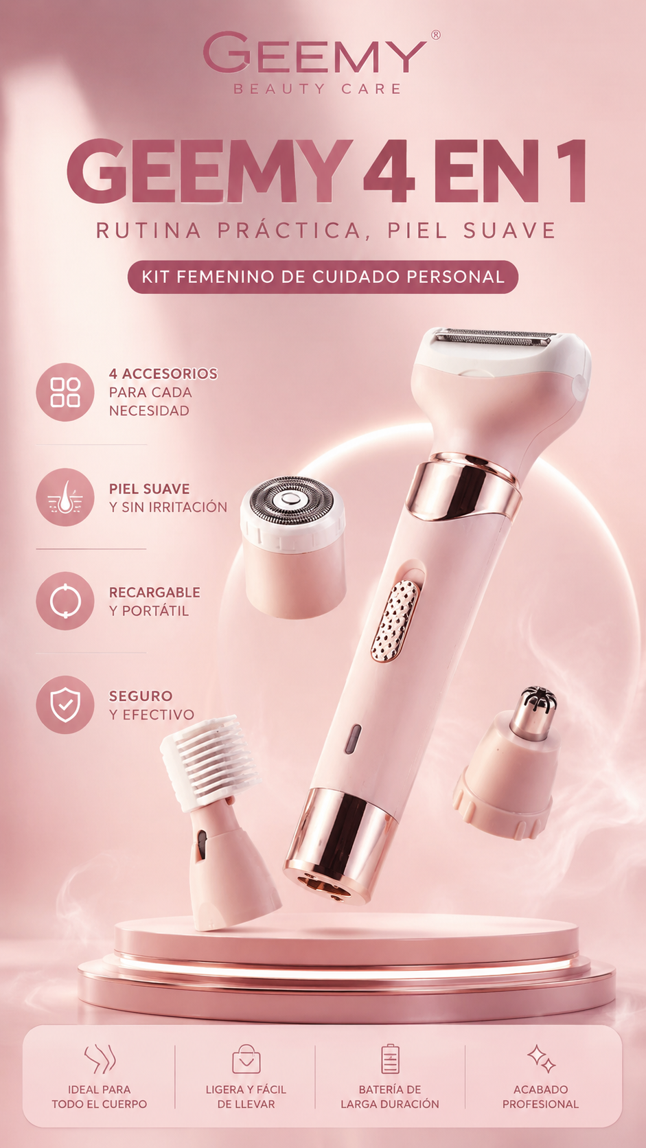 Depiladora Eléctrica Geemy 4 en 1 Recargable - Imagen 5