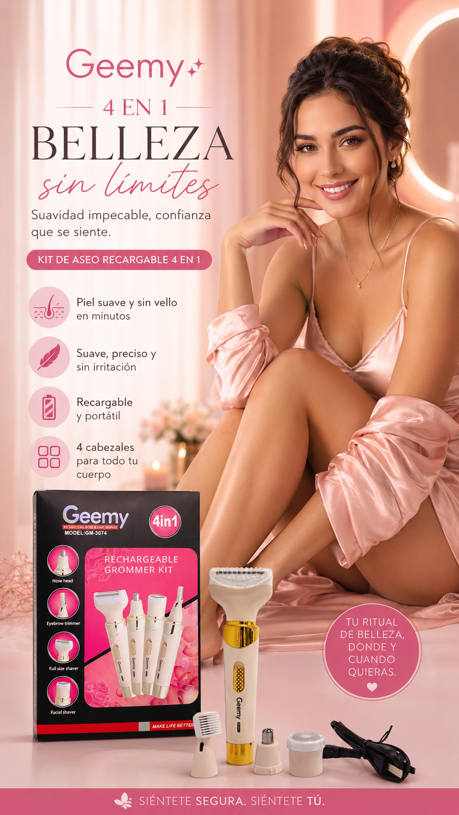 Depiladora Eléctrica Geemy 4 en 1 Recargable - Imagen 6