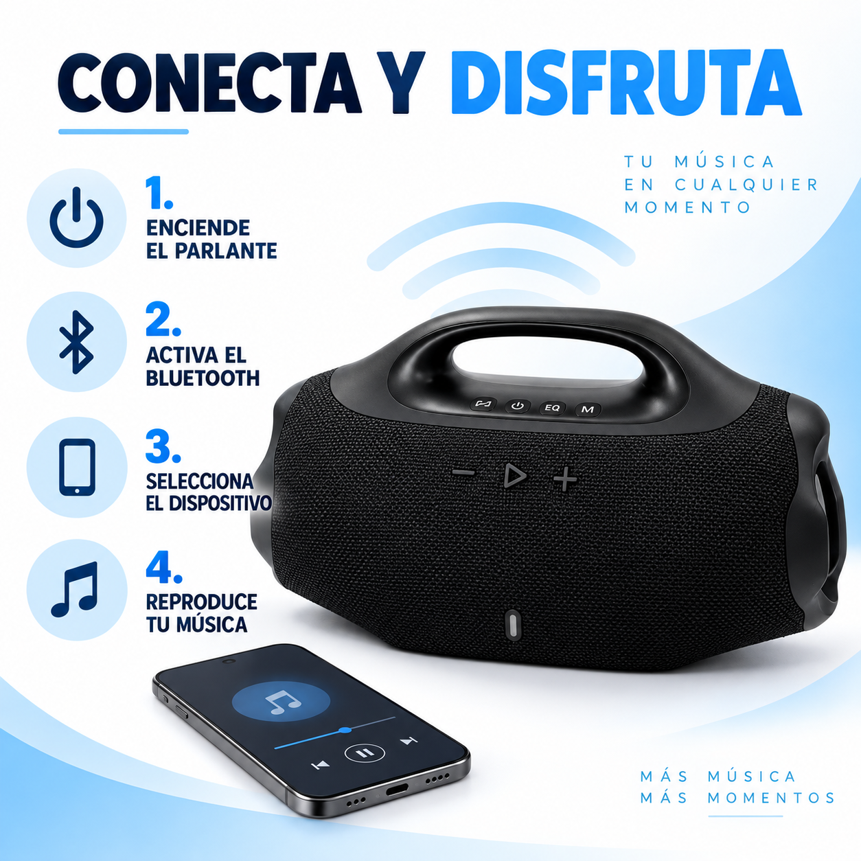 Parlante Boombox 4 Grande Bluetooth 40W con TWS - Imagen 6