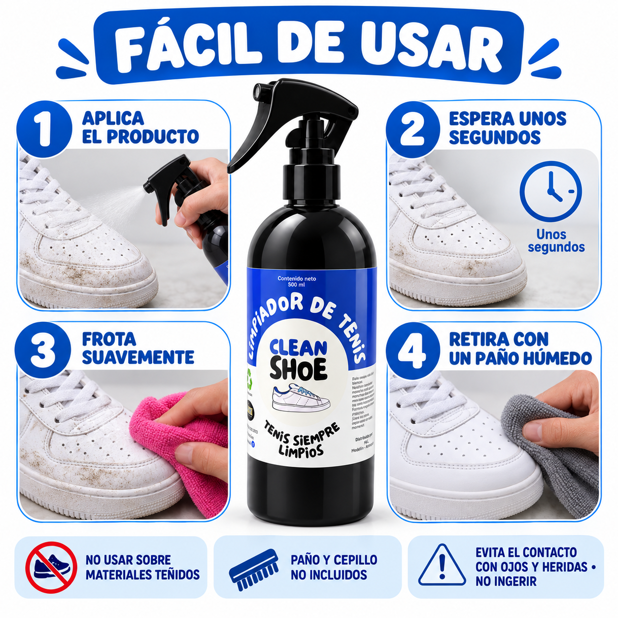 Limpiador de Tenis Clean Shoe 500 ml con Atomizador - Imagen 4